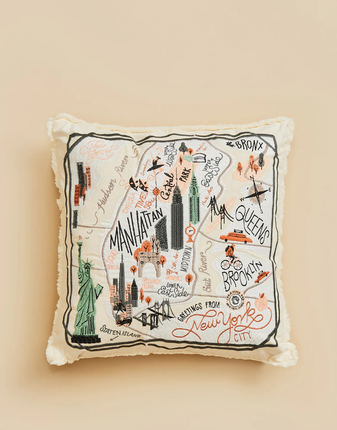 New York City Embroidered Pillow | Spartina 449