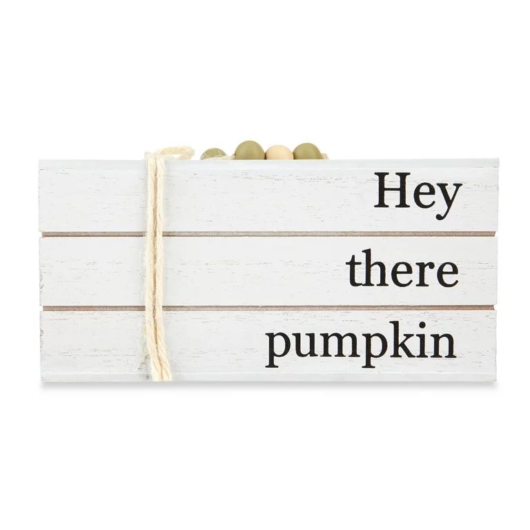 6.1-in Harvest Wooden Book Stack "Hey There Pumpkin" Tabletop Decoration, White, Way to Celebrate | Walmart (US)