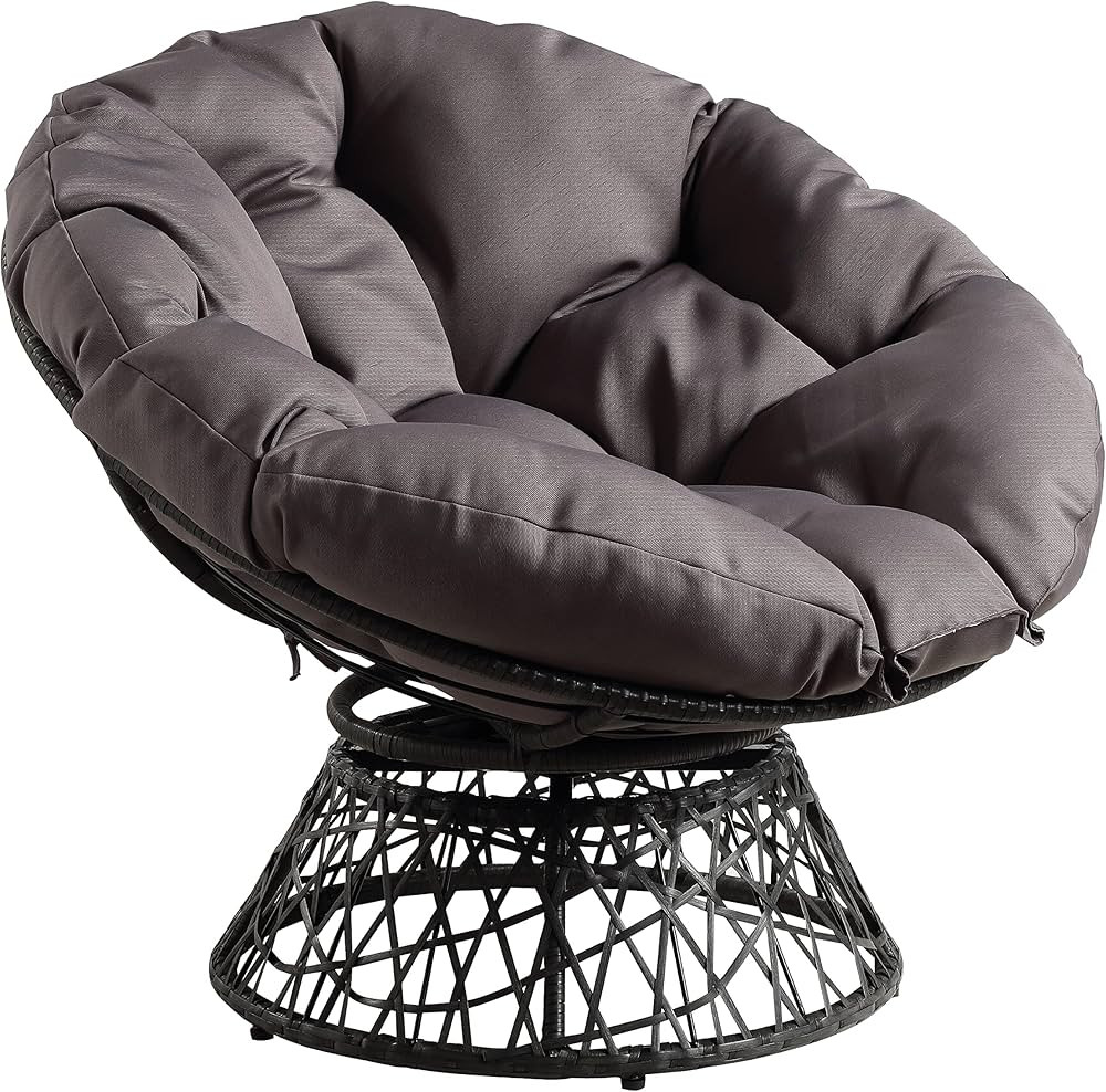 OSP Home Furnishings Wicker Papasan Chair with 360-Degree Swivel, 40” W x 36” D x 35.25” H,... | Amazon (US)