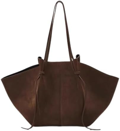 Vintage Faux Suede Tote Bag for Women Large Capacity Velvet Wing-shaped Shoulder Bag Chic Hobo Ha... | Amazon (US)