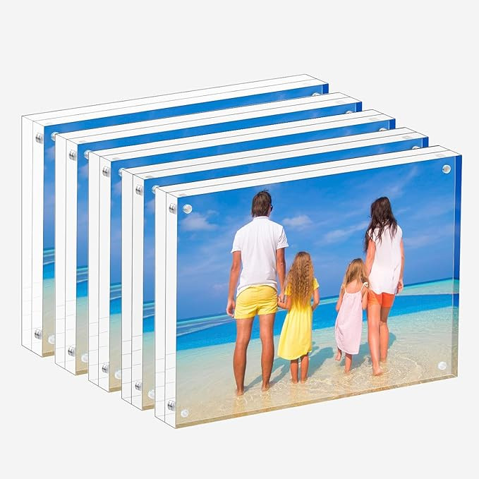 Meetu Acrylic Picture Frame 5x7,Clear Freestanding Double Sided 20mm Thickness Frameless Magnetic... | Amazon (US)