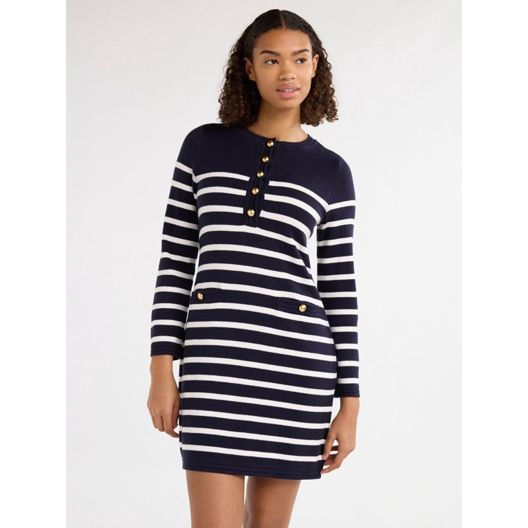 Free Assembly Women’s Henley Mini Sweater Dress, Sizes XS-3XL | Walmart (US)