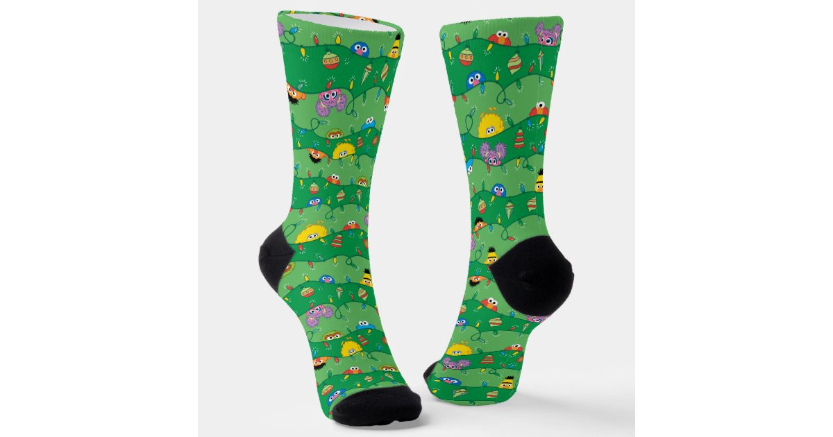 Sesame Street Christmas Lights Pattern Socks | Zazzle