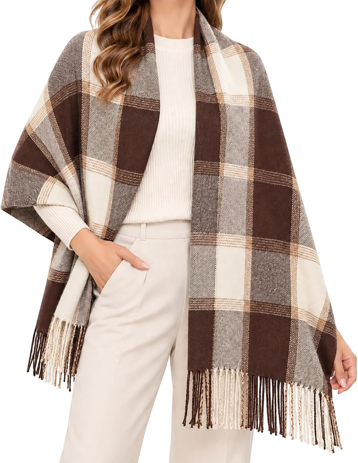 Women's Fall Winter Scarf Warm-Plaid-Oversize-Blanket Checkered-Shawl-Wrap | Amazon (US)