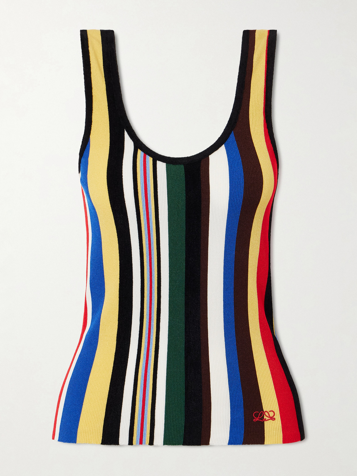LOEWE - Embroidered Striped Ribbed-knit Tank - Multi | NET-A-PORTER (UK & EU)