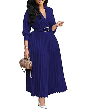 Elainone Women’s 3/4 Sleeve Flared A Line Dress Wedding Guest Casual Semi Formal Office Lady Dr... | Amazon (US)