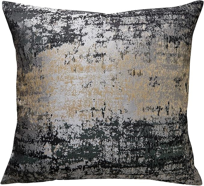 Grey Throw Pillows Cover Gold Splashed on Black Gray Pillow Covers Reversed Black Velvet Pillows ... | Amazon (US)
