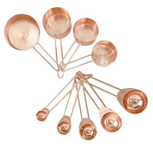 9 Pcs Measuring Cups and Spoons Set Stainless Steel Rose Gold Measuring Cups & Spoons with Engrav... | Walmart (US)