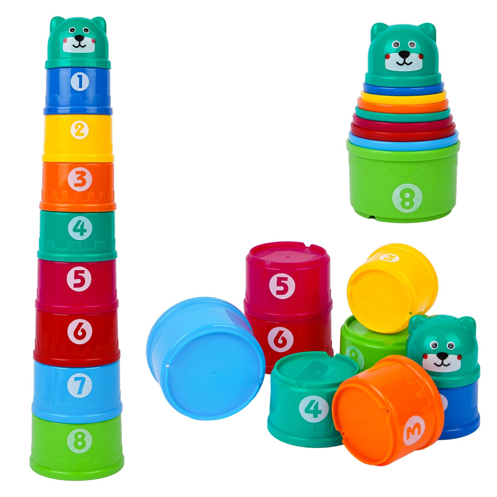 HAGOT 9 Piece Baby Stacking Cups Toy, Learning Toys for Baby, Suitable for Babies Pre-school Educ... | Amazon (UK)
