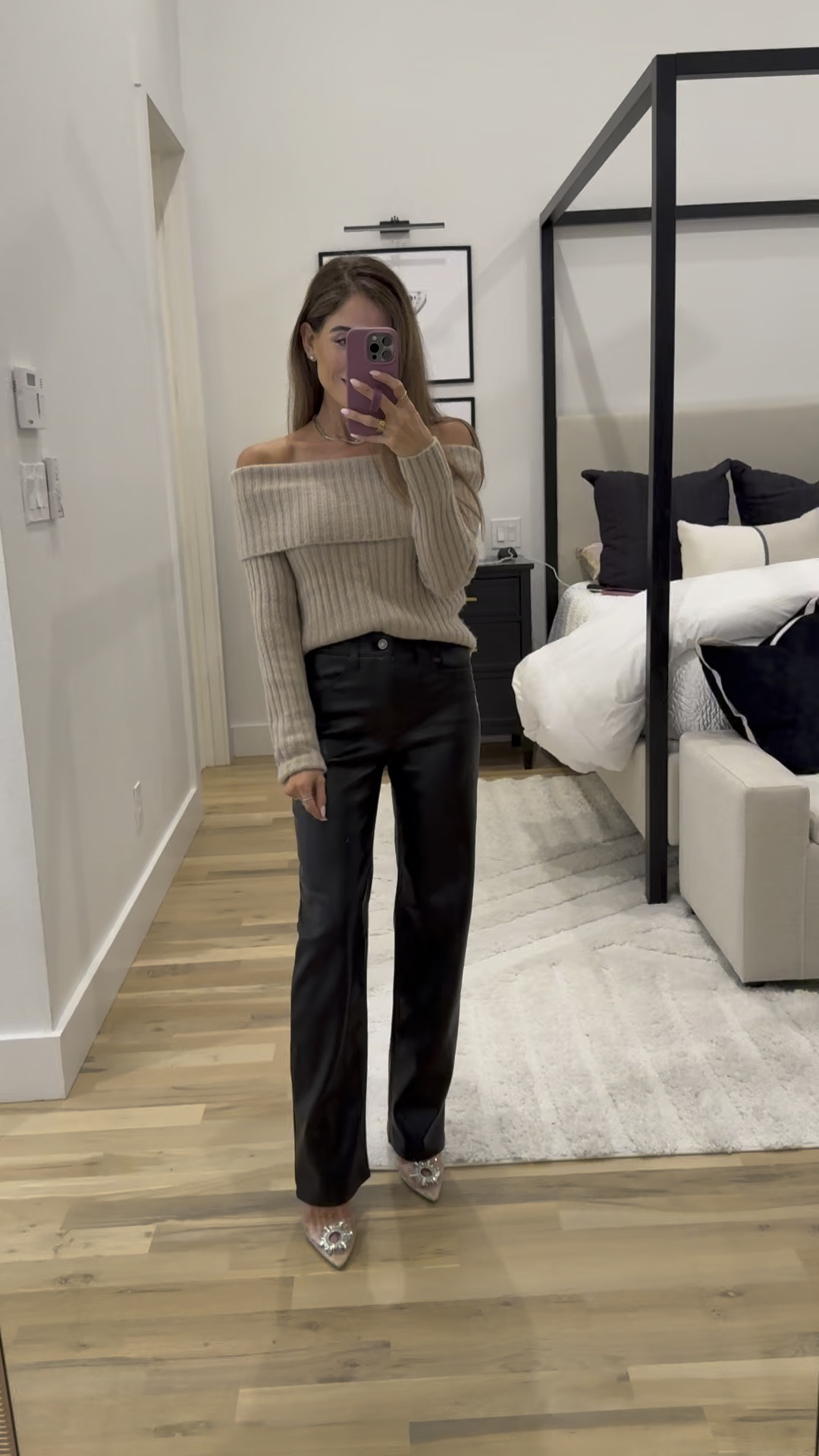 Thanksgiving. Outfit cyber Monday Black Friday off shoulder  Abercrombie sweater xxs faux leather pants 23xs 

#LTKSaleAlert #LTKCyberWeek #LTKFindsUnder50