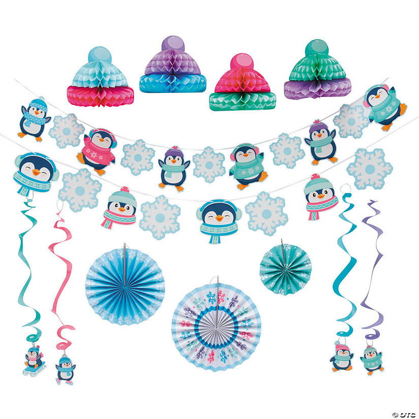 Winter Penguin Party Hanging Decorations Kit - 16 Pc. | Oriental Trading Company