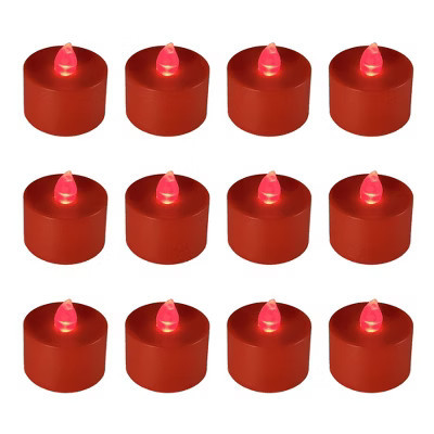 Battery-Operated Tea Light Candles - Set of 12 Red | Target