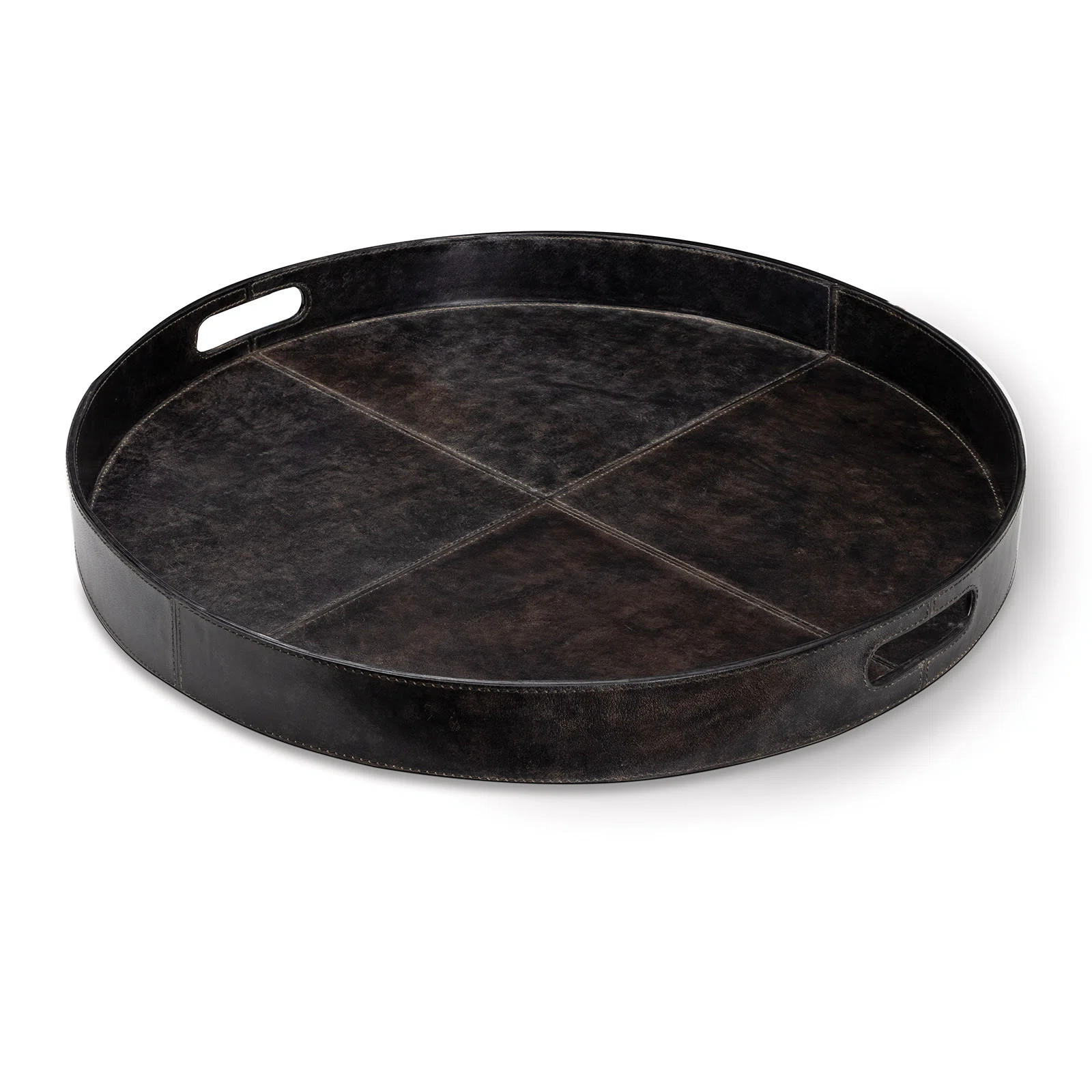 Regina Andrew Derby Round Leather Tray (Black) | Wayfair | Wayfair North America