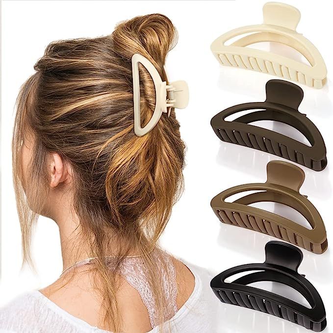 Amazon.com: Canitor Hair Clips for Women 4Pcs Neutral Claw Clips Hair Clips for Thin Hair Neutral... | Amazon (US)