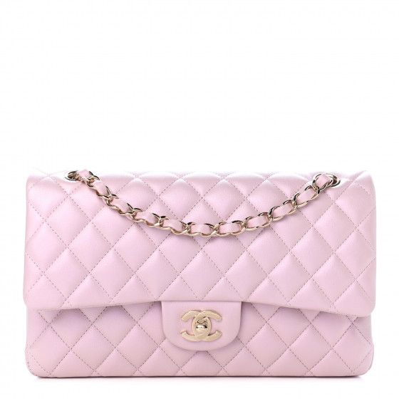 CHANEL

Iridescent Calfskin Quilted Medium Double Flap Light Pink | Fashionphile