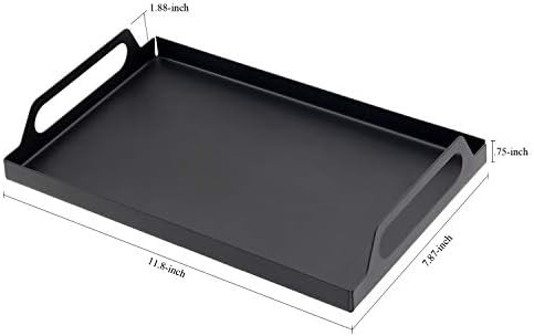 JPCRAFT Metal Tray Organizer with Handles for Bathroom Storage Kitchen Coffee Cups, Black, 11.8 by 7 | Amazon (US)