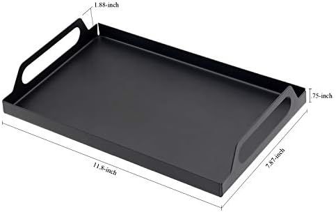 JPCRAFT Metal Tray Organizer with Handles for Bathroom Storage Kitchen Coffee Cups, Black, 11.8 by 7 | Amazon (US)