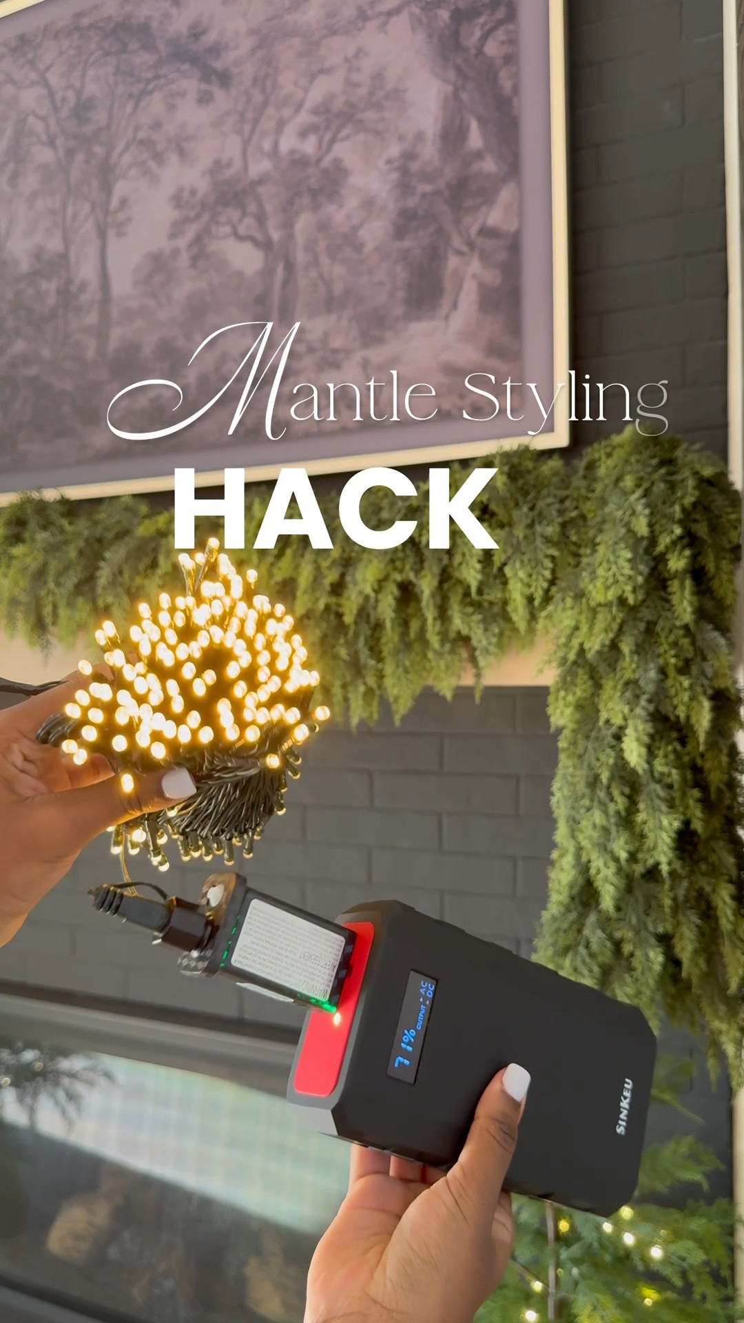 Get the look no plugs above your mantle or stairs! 🤎 Of course battery powered lights are always an option though they don’t last as long! 😩… With this system, you can add brighter Christmas lights to your mantle using a portable battery pack.💡 It charges multiple devices including your laptop or Christmas tree! 🎄 🎉

#LTKHome #LTKHoliday #LTKStyleTip