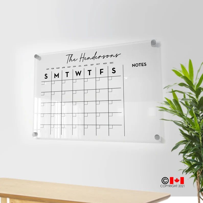 Monthly Acrylic calendar for wall, 2022 Planner, Dry Erase Calendar, Personalized Acrylic calenda... | Etsy (US)