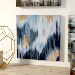 Wrought Studio Abstract Gold Blue Fall - Picture Frame Print on Canvas | Wayfair North America