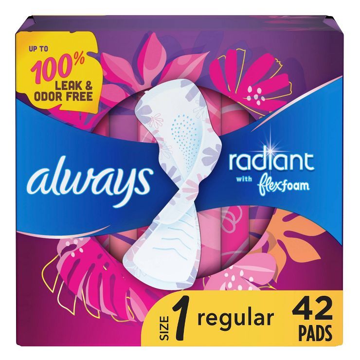 Always Radiant Regular Absorbency Pads with Wings - Scented - Size 1 | Target