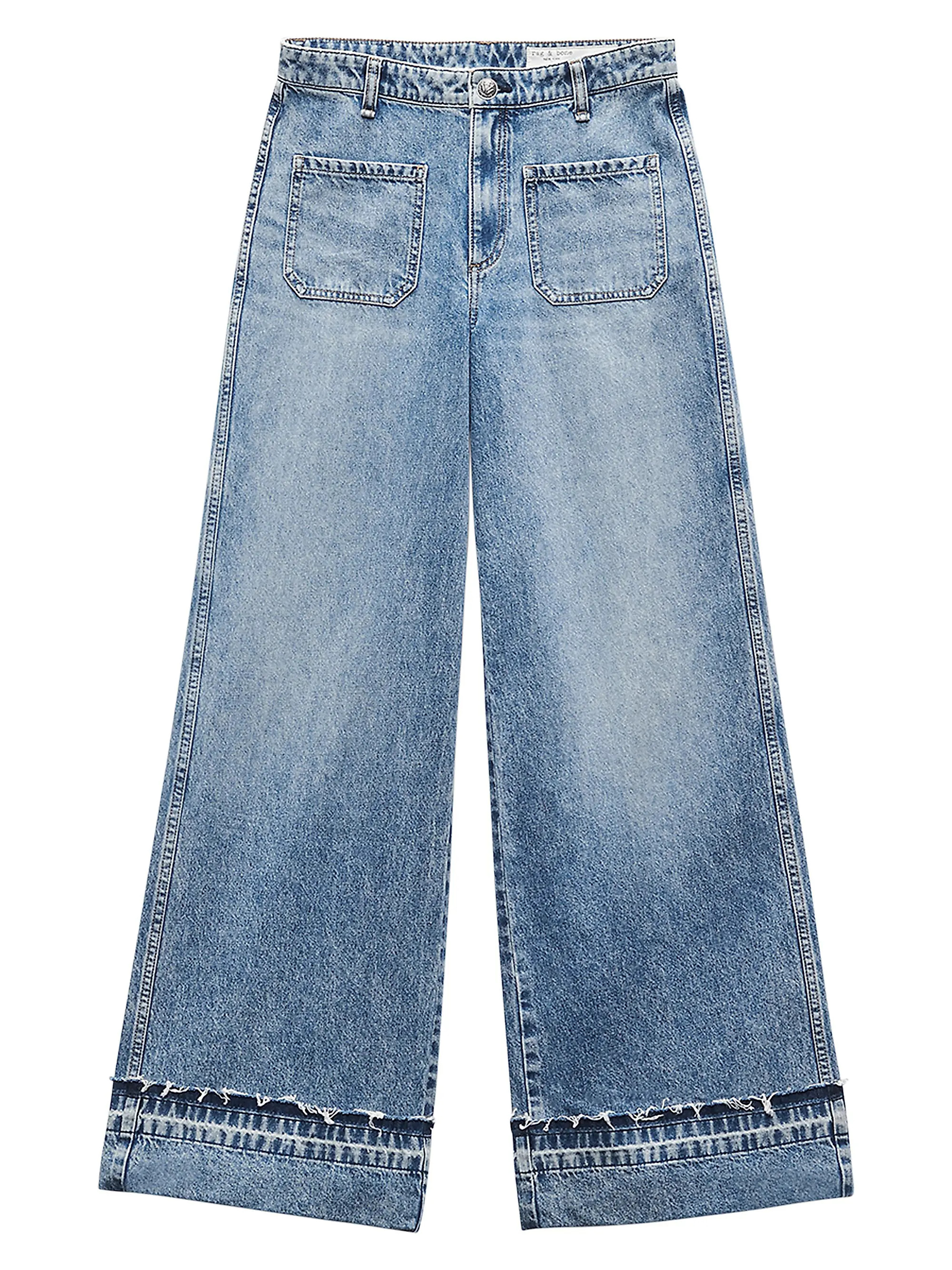 Marina Frayed-Cuff Wide-Leg Pants | Saks Fifth Avenue