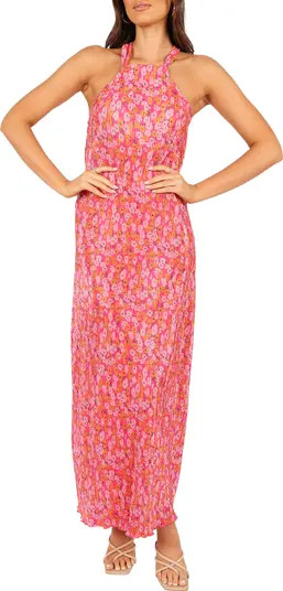 Melody Floral Print Halter Neck Plissé Maxi Dress | Nordstrom