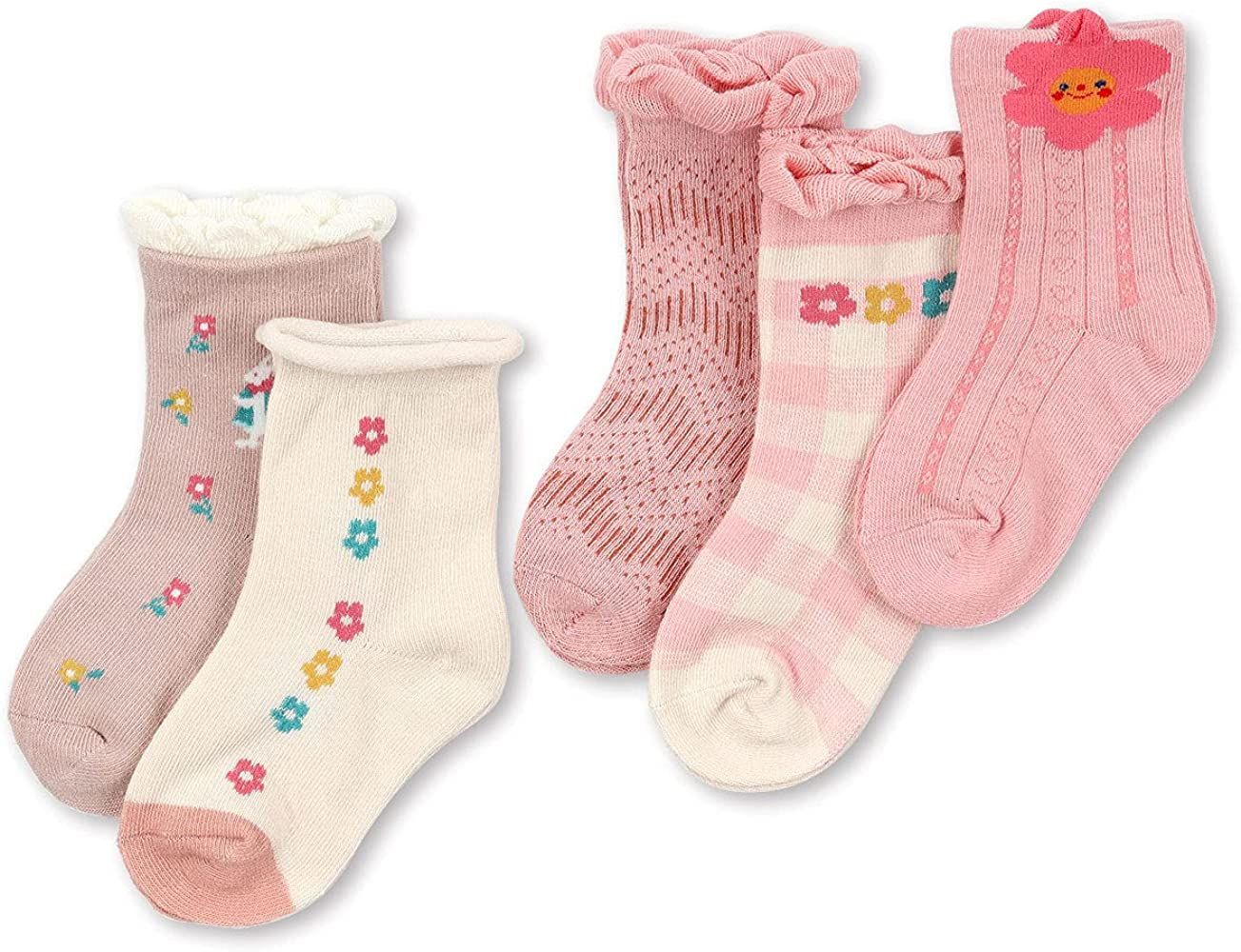 HOOLCHEAN Toddler Little Girls Retro Soft Cotton 5-Pair Ruffle Frilly Crew Socks | Amazon (US)