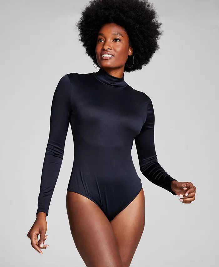 Women's Mock-Turtleneck Long-Sleeve Bodysuit | Macy's