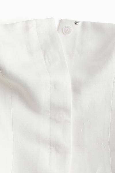 Linen-blend Bandeau Top - Sleeveless - Regular length - White - Ladies | H&M US | H&M (US + CA)