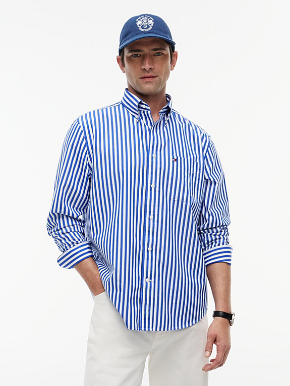 Classic Fit Stripe Poplin Shirt | Tommy Hilfiger UK