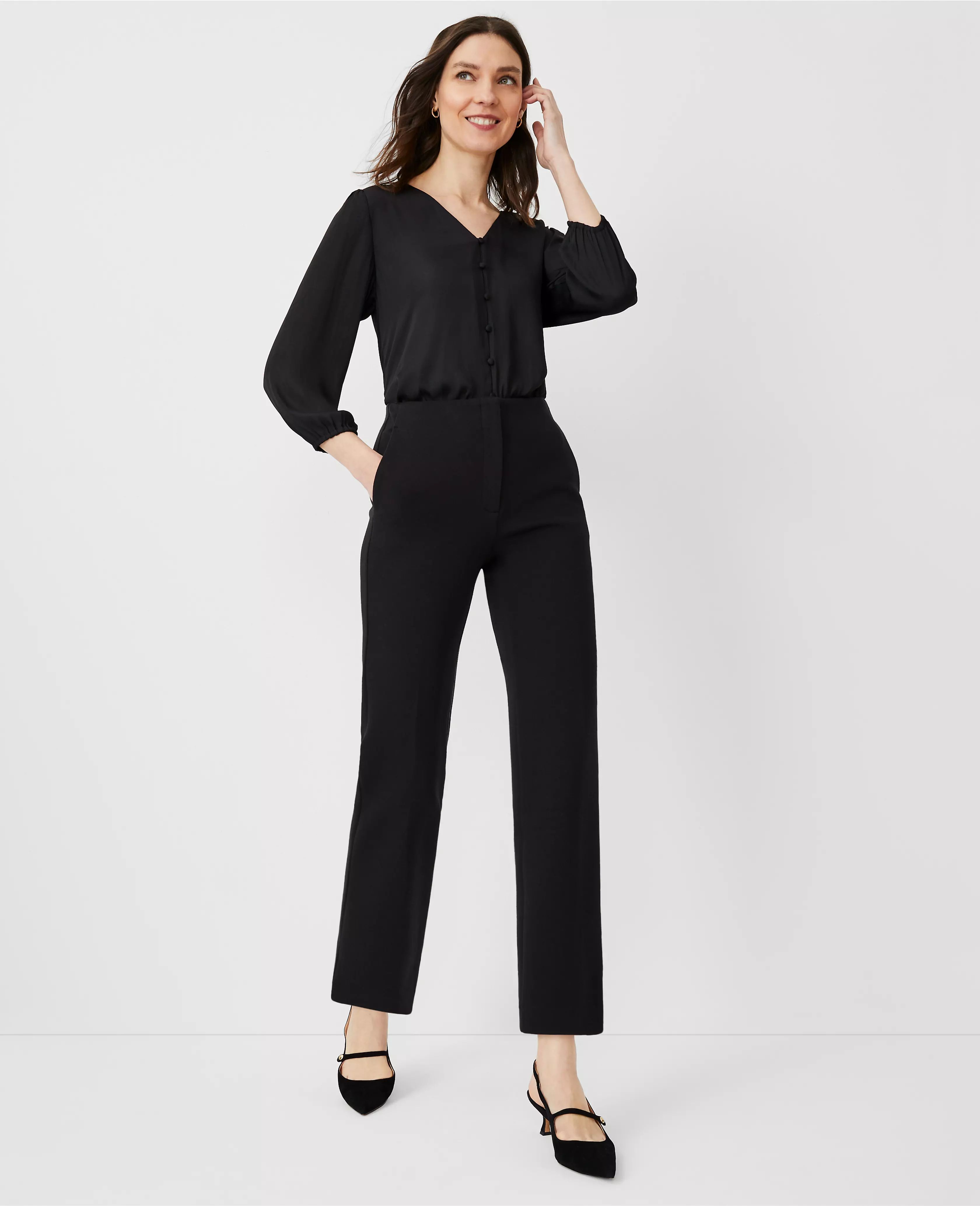 The Petite High Rise Pencil Pant in Pique | Ann Taylor (US)