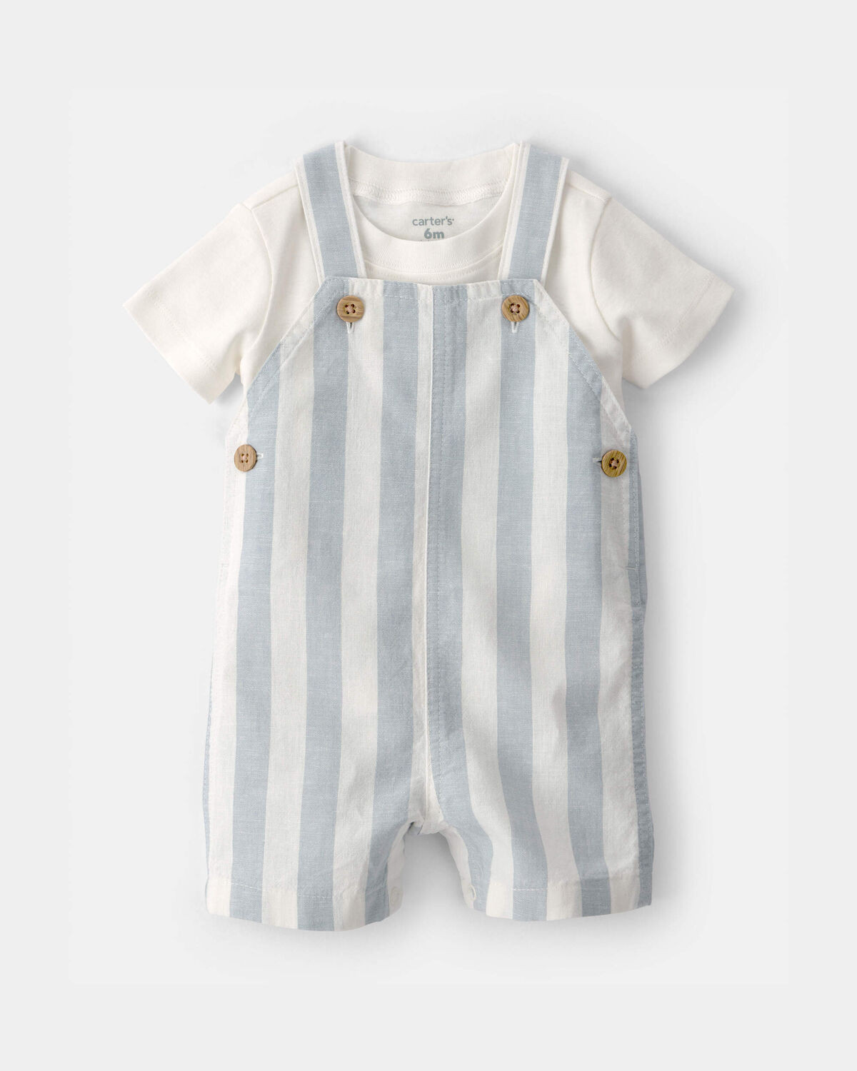 Baby Boy 2-Piece Stripe Romper Set - Blue/Ivory | Carter's Inc