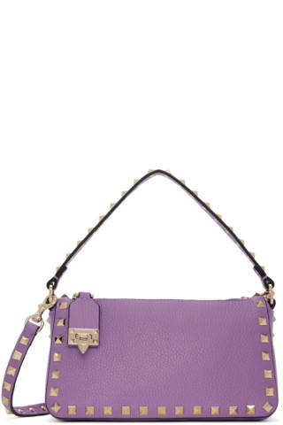 Purple Rockstud Baguette Bag | SSENSE