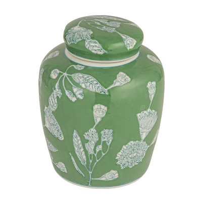 Storied Home Decorative Ceramic Ginger Jar with Lid, Green | Target