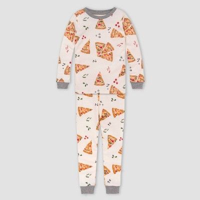 Burt's Bees Baby® Boys' 2pc Pizza Organic Cotton Pajama Set - Heather Gray | Target
