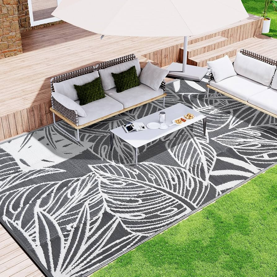 Outdoor Waterproof Patio Rug 5x8 Plastic Straw Reversible Lightweight Outdoor Area Carpet for Cam... | Amazon (US)