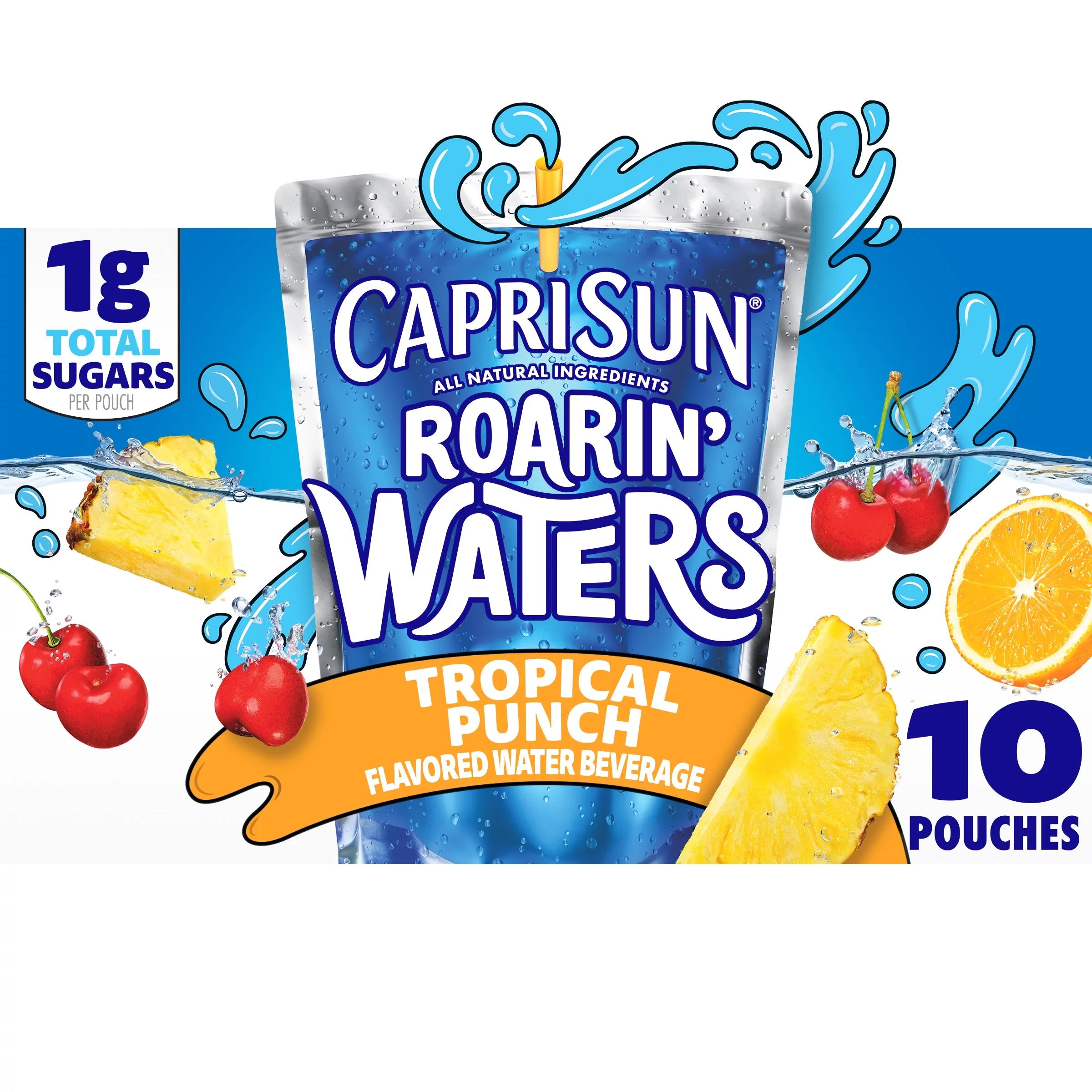 Capri Sun Roarin' Waters Tropical Tide Flavored Water Kids Drink Pouches, 10 Ct Box, 6 fl oz Pouc... | Walmart (US)