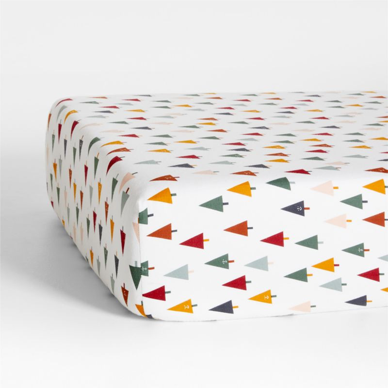 Supercozy Friendly Forest Organic Cotton Flannel Baby Crib Fitted Sheet | Crate & Kids | Crate & Barrel