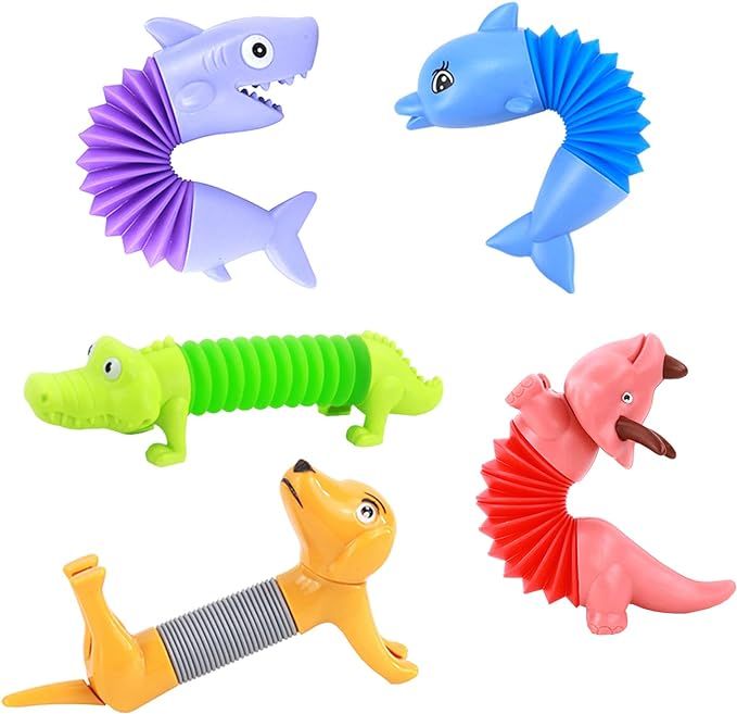 Kryfa Pop Tubes Sensory Toy, 5 Pcs Telescopic Pop Tubes Bulk, Autism Toys for Kids 5-7, Fidget To... | Amazon (US)