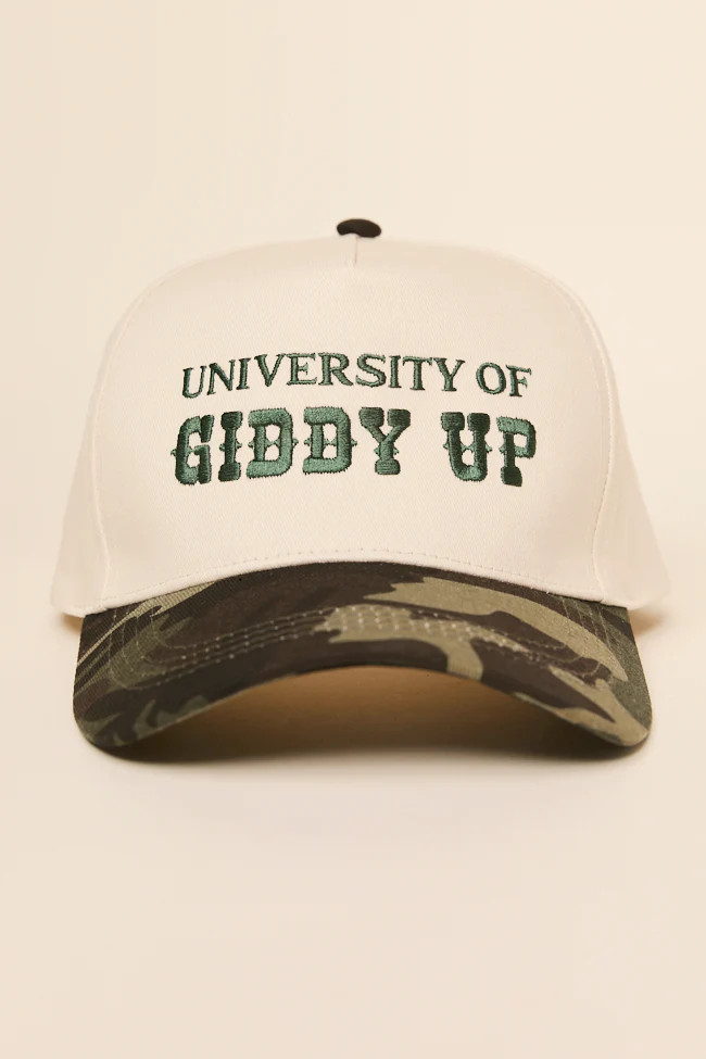 University Of Giddy Up Camo Trucker Hat | Pink Lily