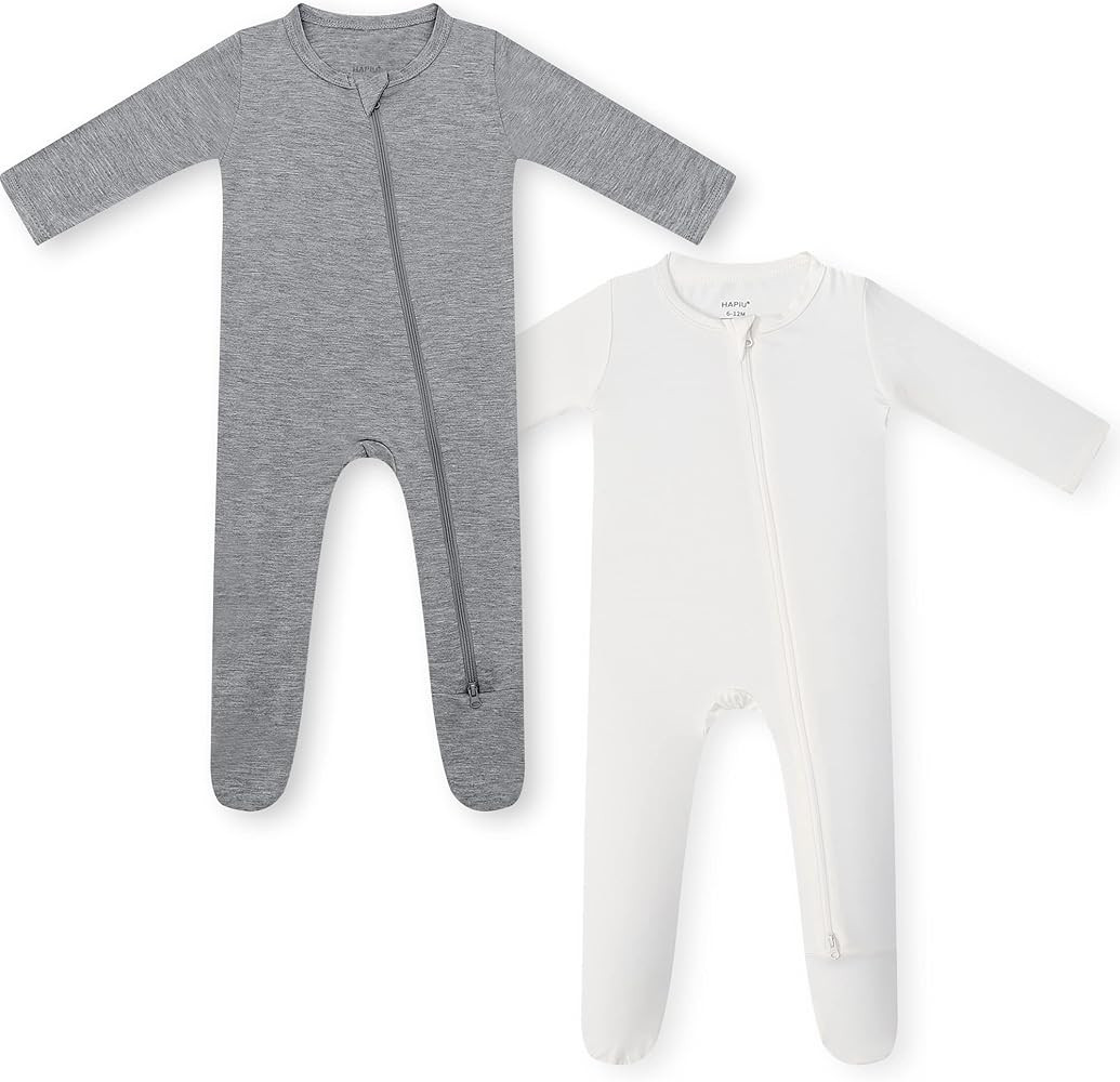 HAPIU Rayon from Bamboo Baby Footed Pajamas, 2 Way Zipper YKK, Footie for Baby Boy Girls, Newborn... | Amazon (US)