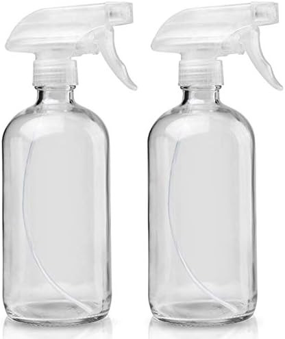 Glass Spray Bottles Empty 16oz Boston Round Bottle Refillable Container for Essential Oils with F... | Amazon (US)