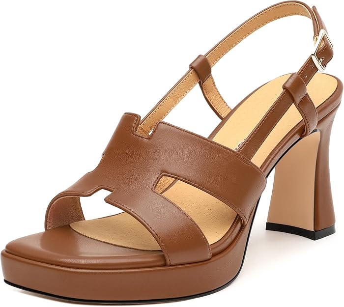 ROSERWISH Womens Platform Heeled Sandals, Open Square Toe Chunky Heels, Strappy Sandals for Women... | Amazon (US)