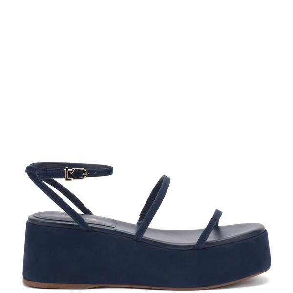 Gio Flatform Sandal In Navy Suede | Larroude