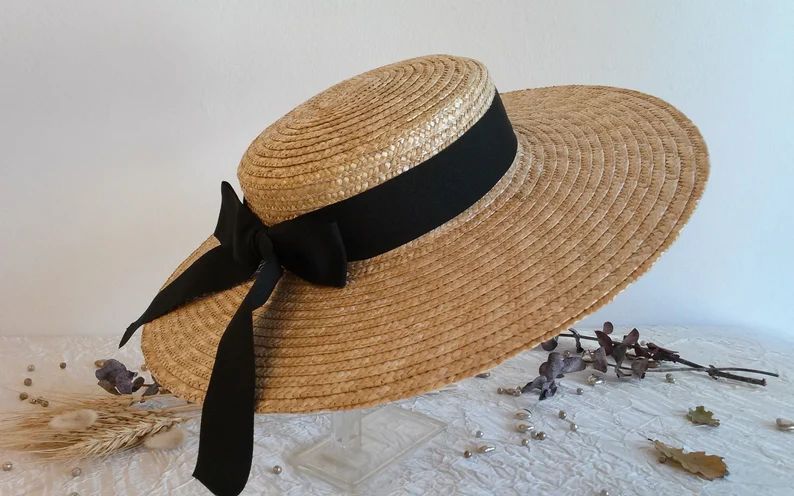 Natural Straw Boater, Straw Boater, Provençal Boater, Wedding Hat, Ceremonial Hat, Straw Summer ... | Etsy (US)