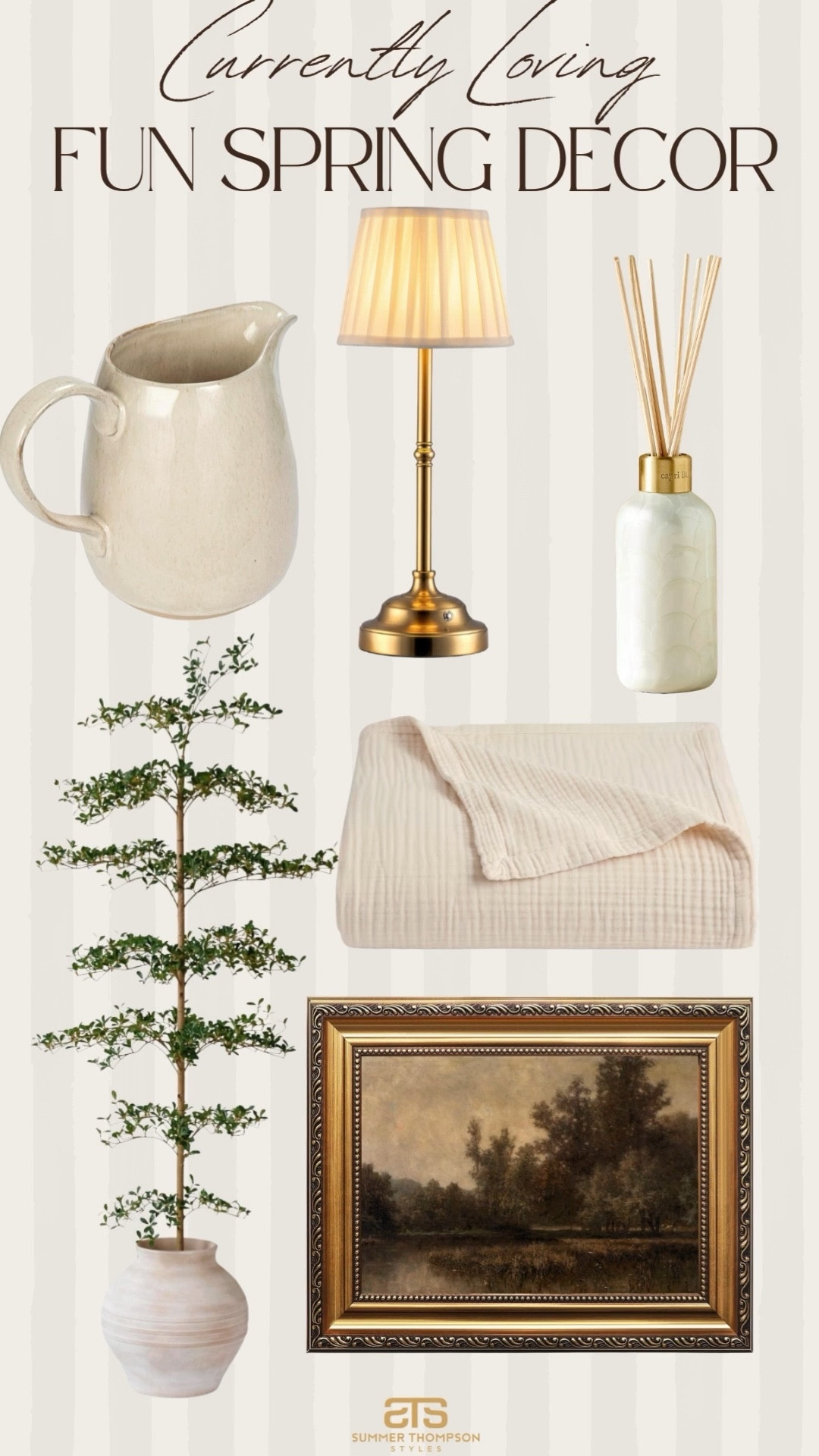 Refresh your home with an affordable decor accent! 

Pitcher vase touch lamp reed diffuser faux plant faux greenery bedding blanket wall art painting 

#LTKHome #LTKSeasonal