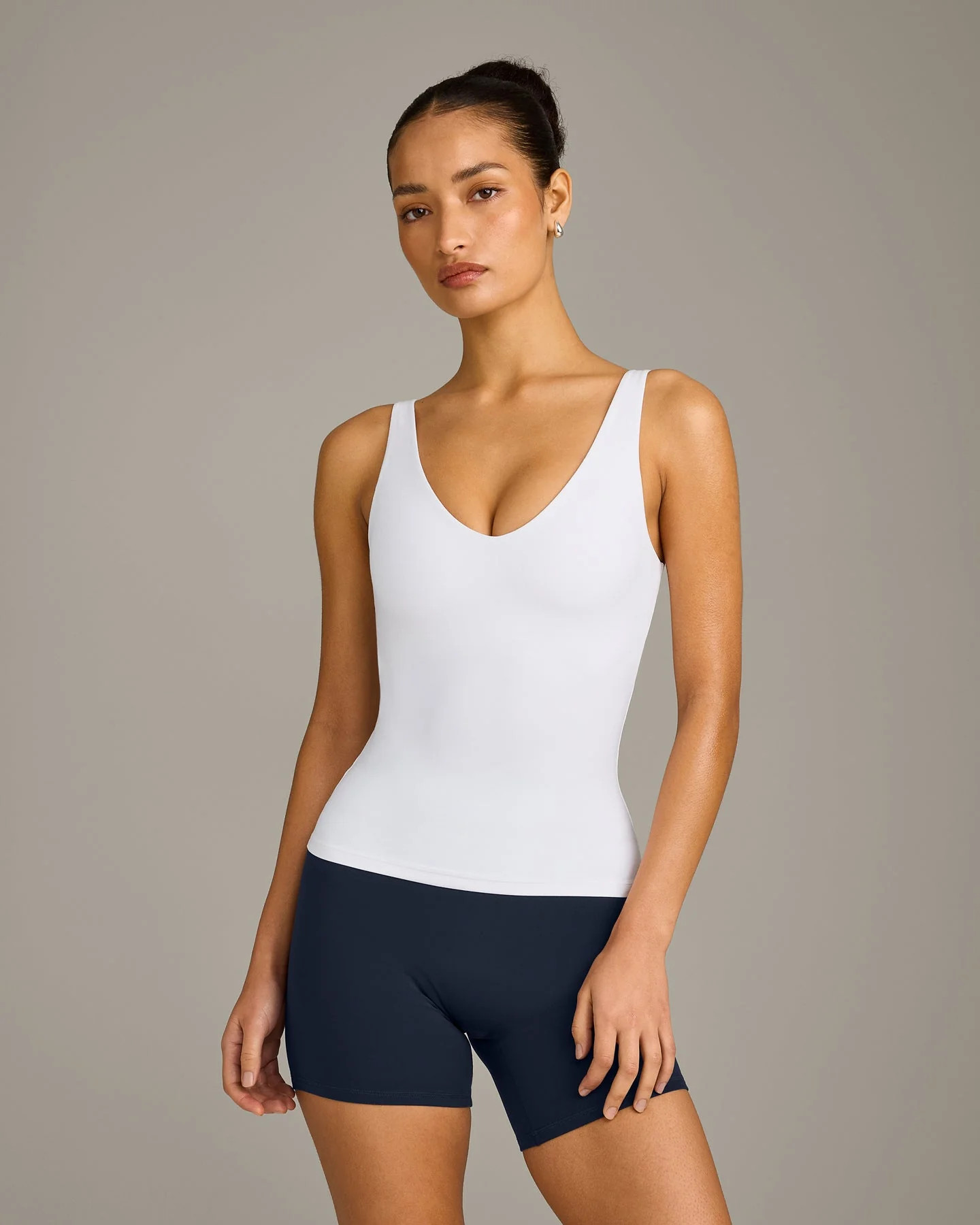SoftMotion™ Scoop Neck Tank Top with Gray Logo 
 White | Oner Active (UK / US)