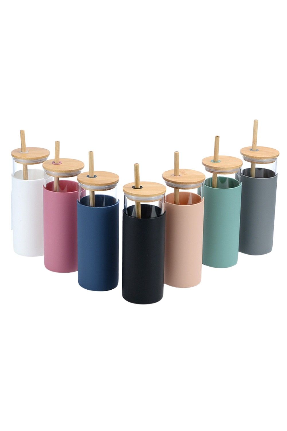 BAMBOO COVER WATER GLASS BOTTLE (7 COLORS) | Goodnight Macaroon