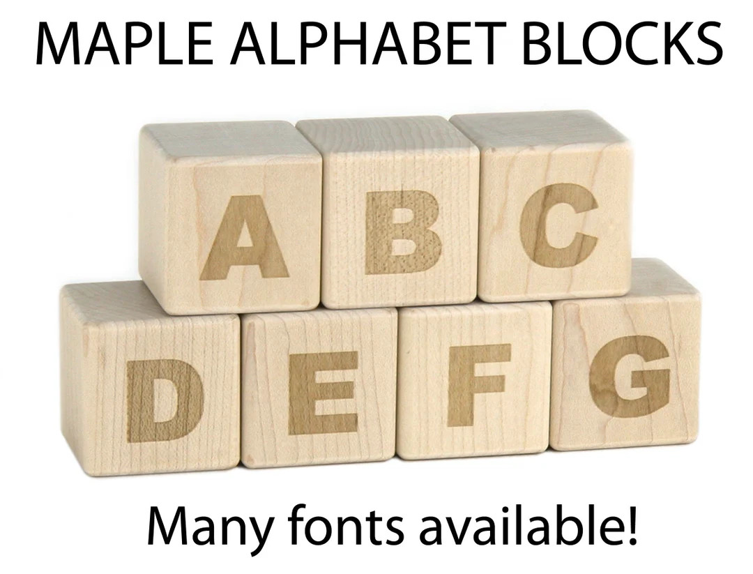 Solid Maple Alphabet Blocks: 27 Pc Wooden ABC Set for Baby Shower, Nursery Decor & Kids Preschool... | Etsy (US)